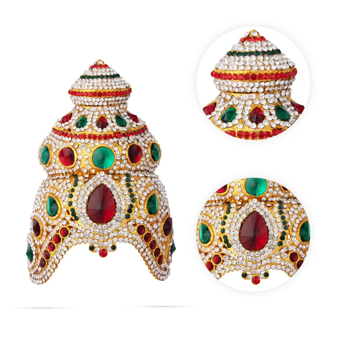 Stone Kireedam - 5 Inches | Half Mukut/ Crown/ Stone Jewellery for Deity - Image 15
