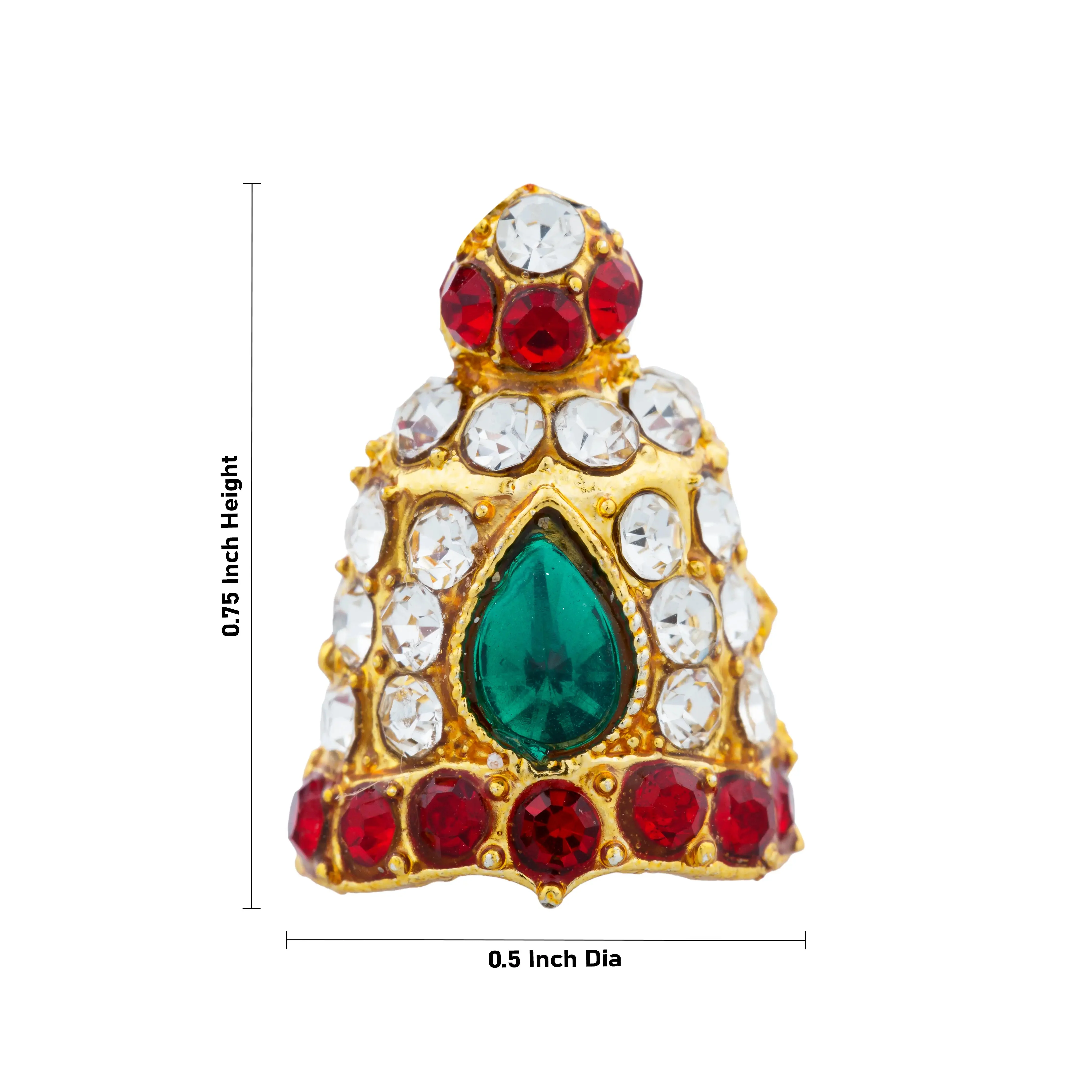 Stone Kireedam - 0.75 x 0.5 Inches | Full Mukut/ Crown/ Stone Jewellery for Deity - Image 3