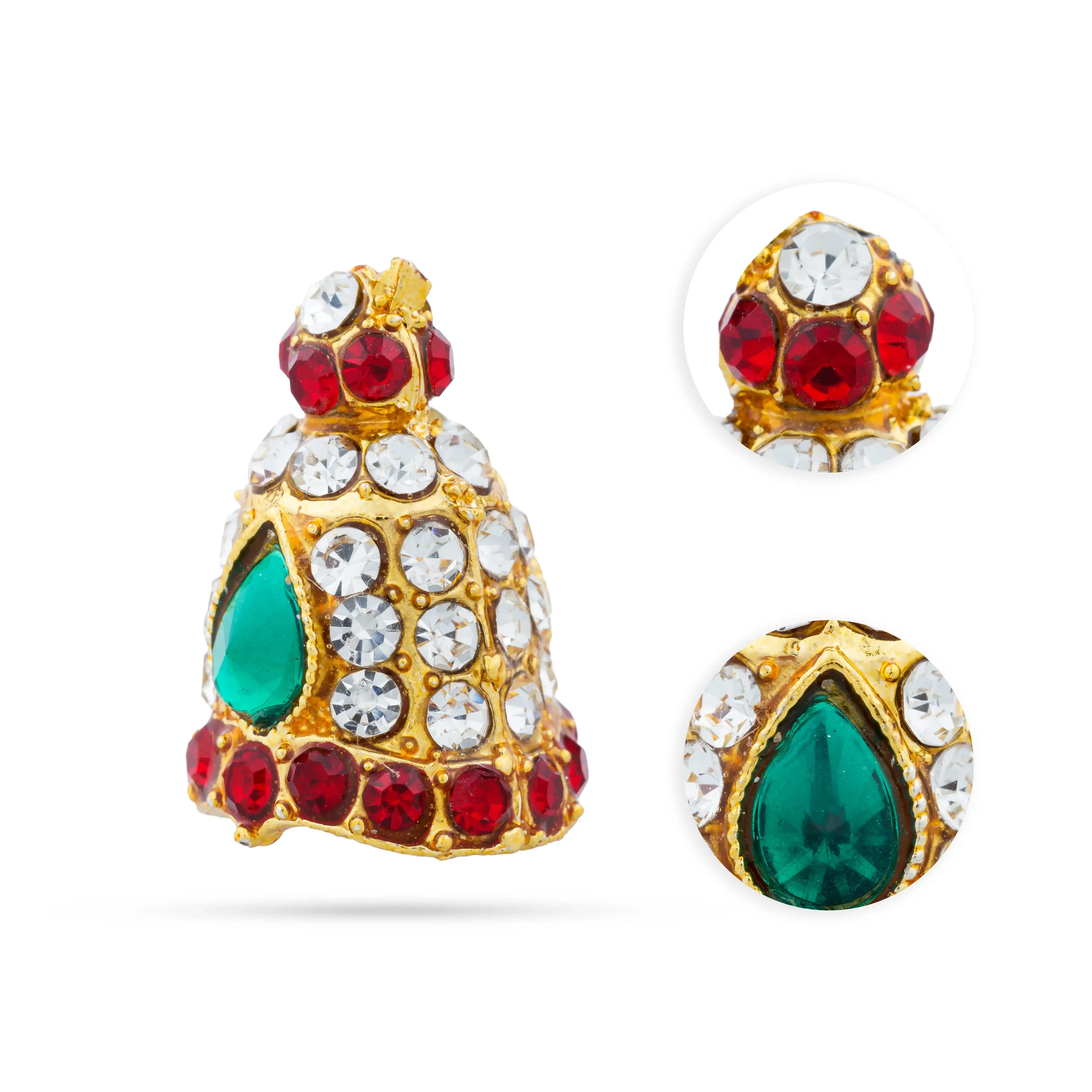 Stone Kireedam - 0.75 x 0.5 Inches | Full Mukut/ Crown/ Stone Jewellery for Deity - Image 4