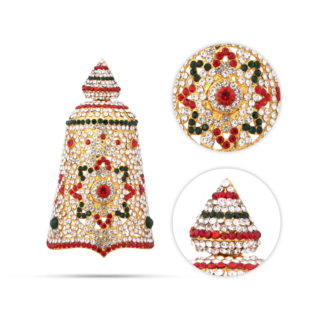 Stone Kireedam - 5 x 2.5 Inches | Half Mukut/ Crown/ Stone Jewellery for Deity - Image 5