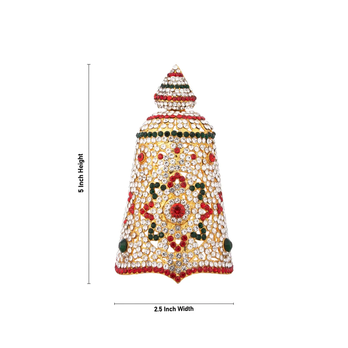 Stone Kireedam - 5 x 2.5 Inches | Half Mukut/ Crown/ Stone Jewellery for Deity - Image 6