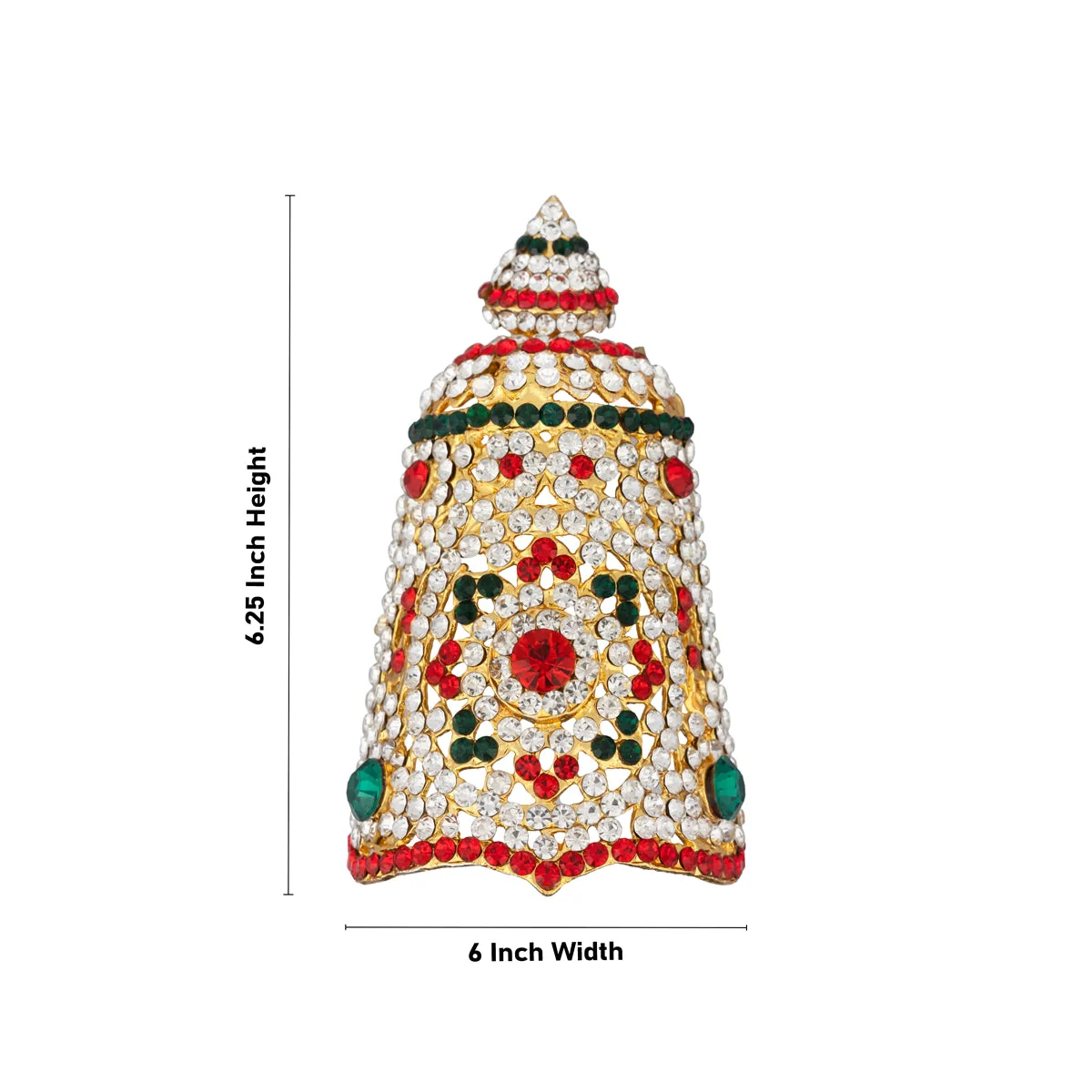 Stone Kireedam - 6.25 x 6 Inches | Half Mukut/ Crown/ Stone Jewellery for Deity - Image 4