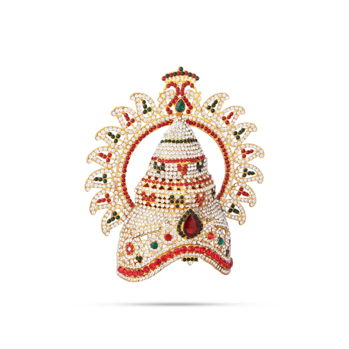 Stone Kireedam - 6.5 x 6 Inches | Half Mukut with Arch/ Crown/ Stone Jewellery for Deity - Image 2