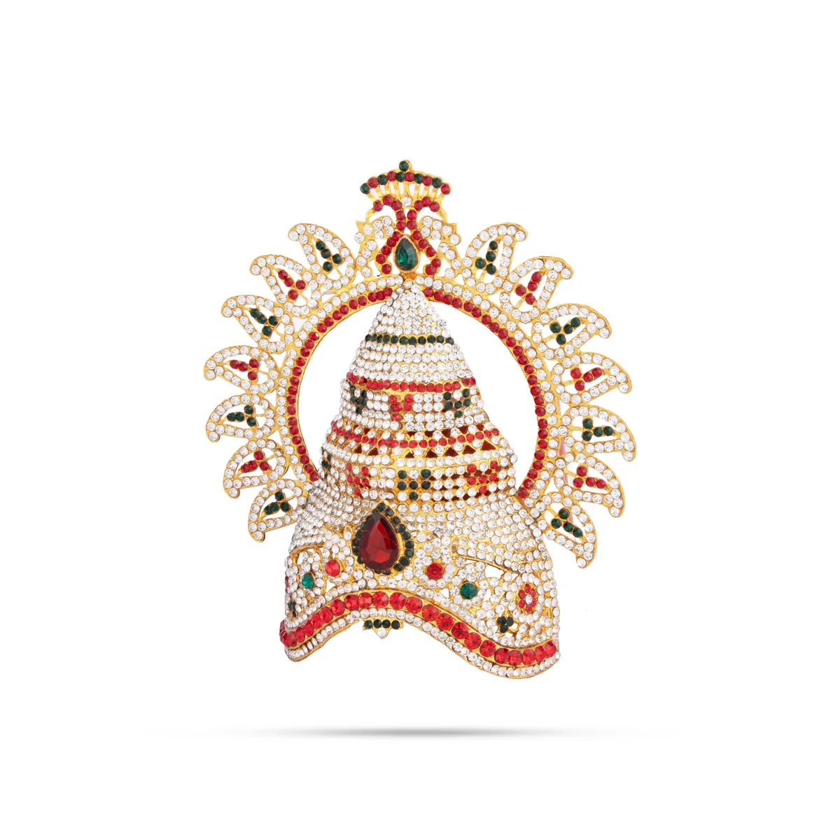 Stone Kireedam - 6.5 x 6 Inches | Half Mukut with Arch/ Crown/ Stone Jewellery for Deity - Image 3