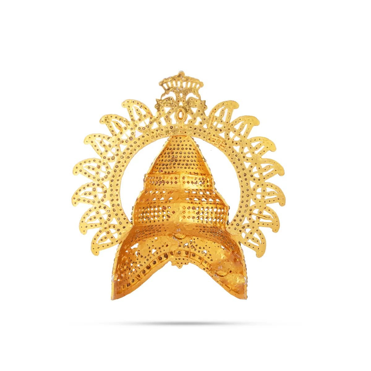 Stone Kireedam - 6.5 x 6 Inches | Half Mukut with Arch/ Crown/ Stone Jewellery for Deity - Image 4