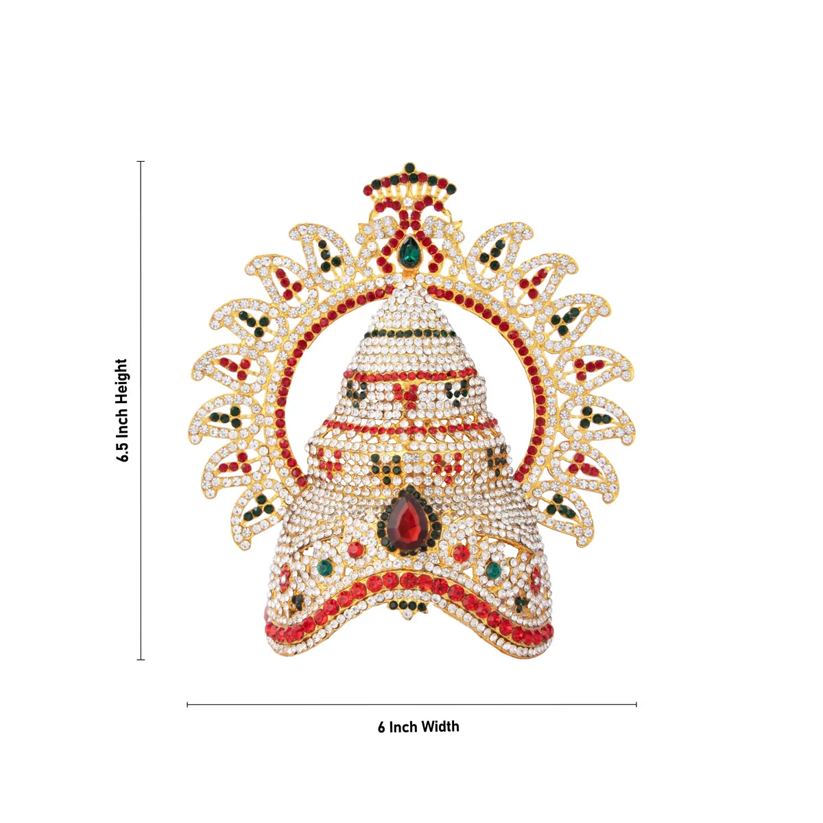 Stone Kireedam - 6.5 x 6 Inches | Half Mukut with Arch/ Crown/ Stone Jewellery for Deity - Image 6