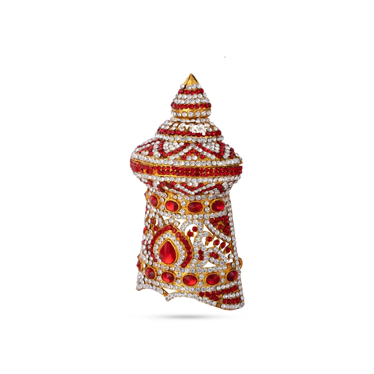Stone Kireedam - 6 x 2.75 Inches | Half Mukut/ Vishnu Crown/ Stone Jewellery for Deity - Image 2