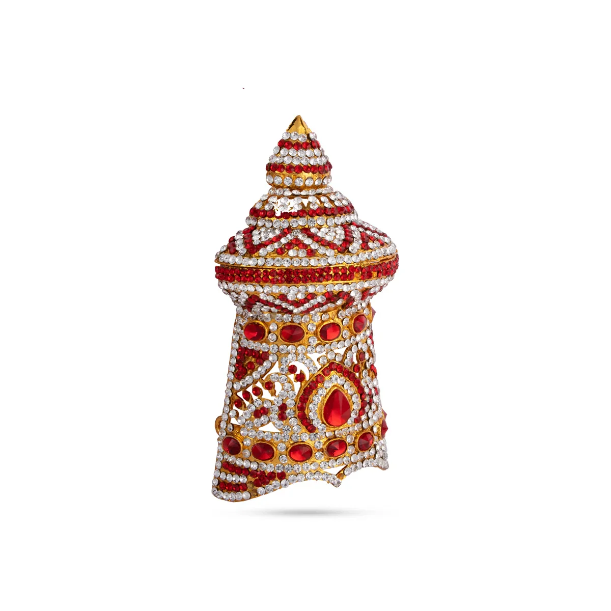 Stone Kireedam - 6 x 2.75 Inches | Half Mukut/ Vishnu Crown/ Stone Jewellery for Deity - Image 3