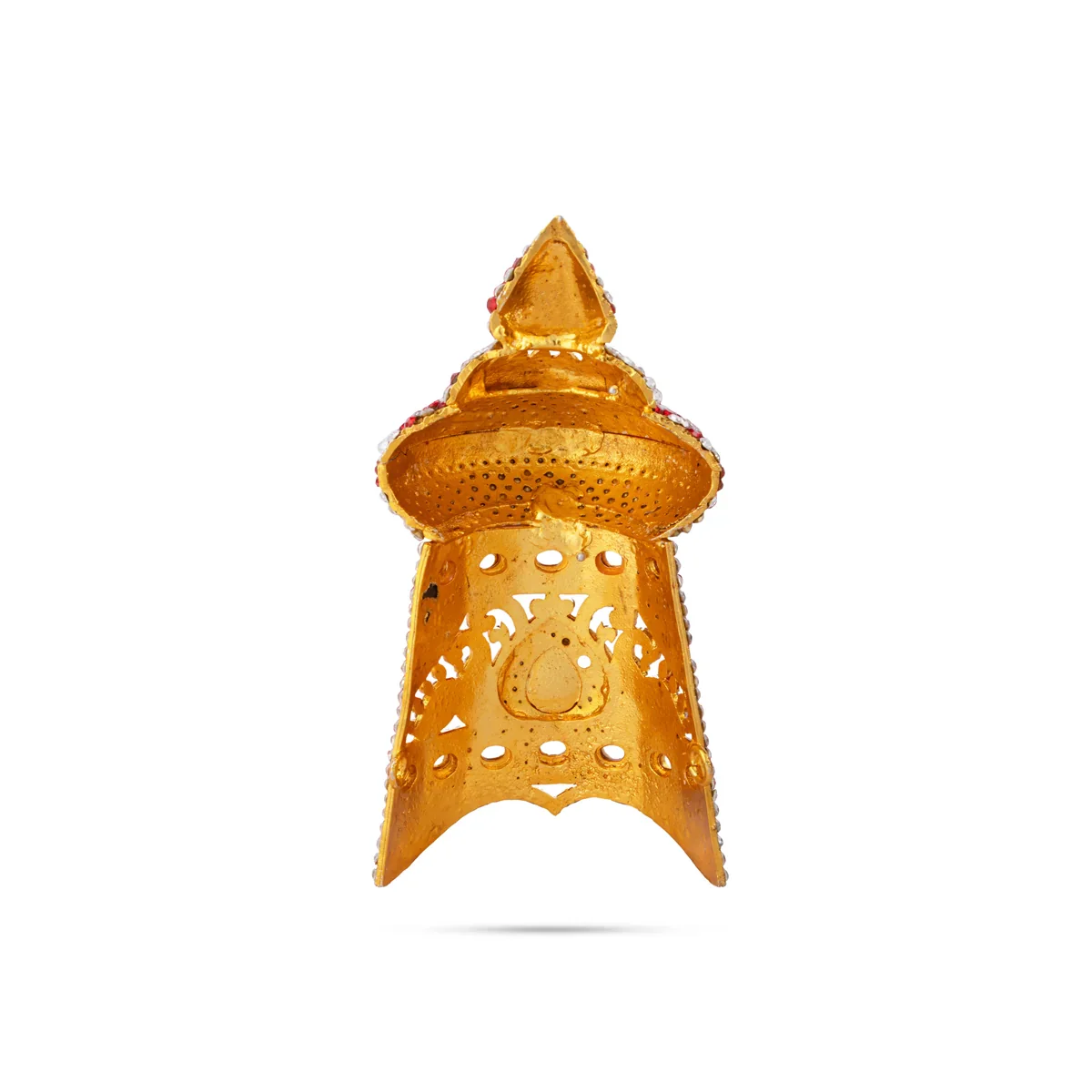 Stone Kireedam - 6 x 2.75 Inches | Half Mukut/ Vishnu Crown/ Stone Jewellery for Deity - Image 5