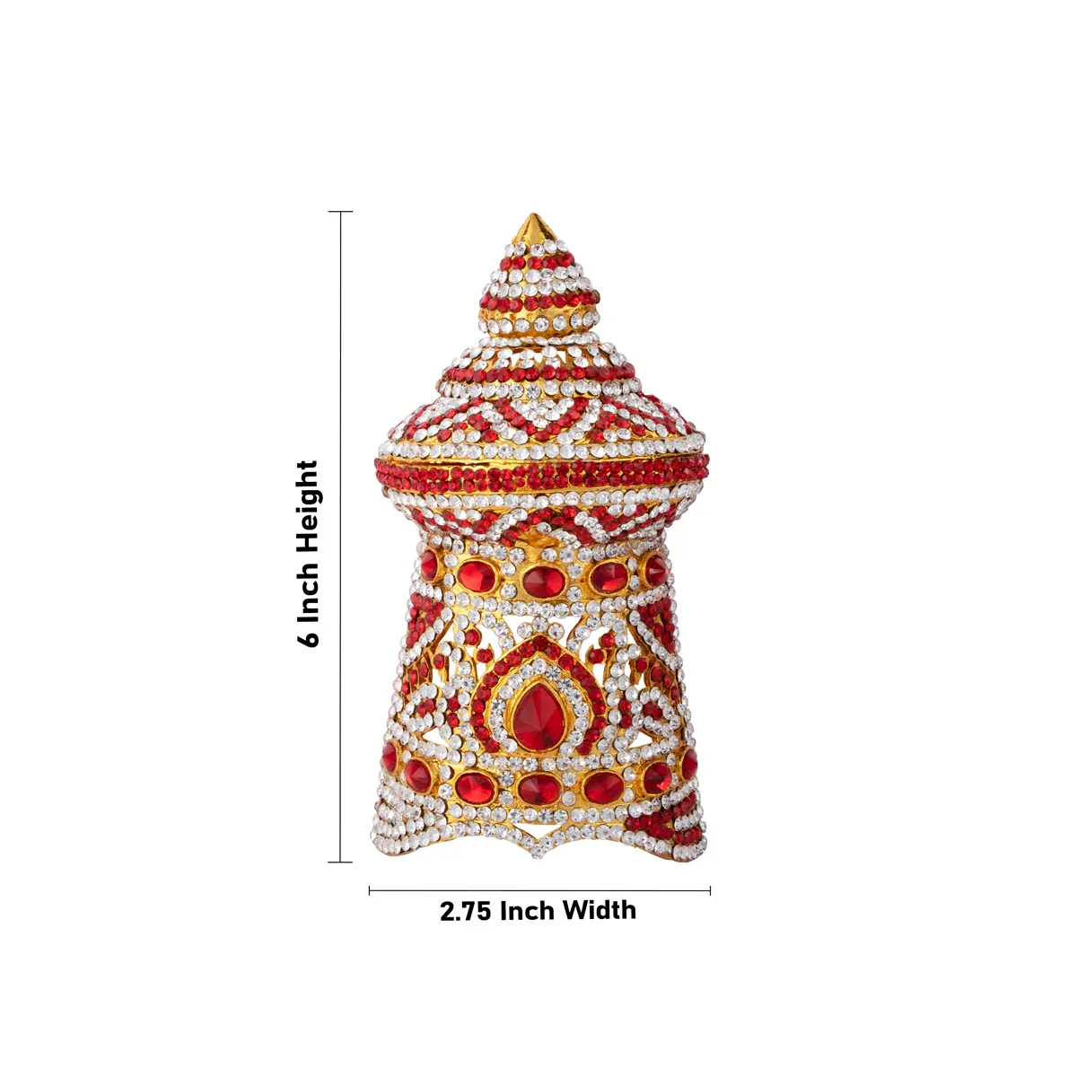 Stone Kireedam - 6 x 2.75 Inches | Half Mukut/ Vishnu Crown/ Stone Jewellery for Deity - Image 6