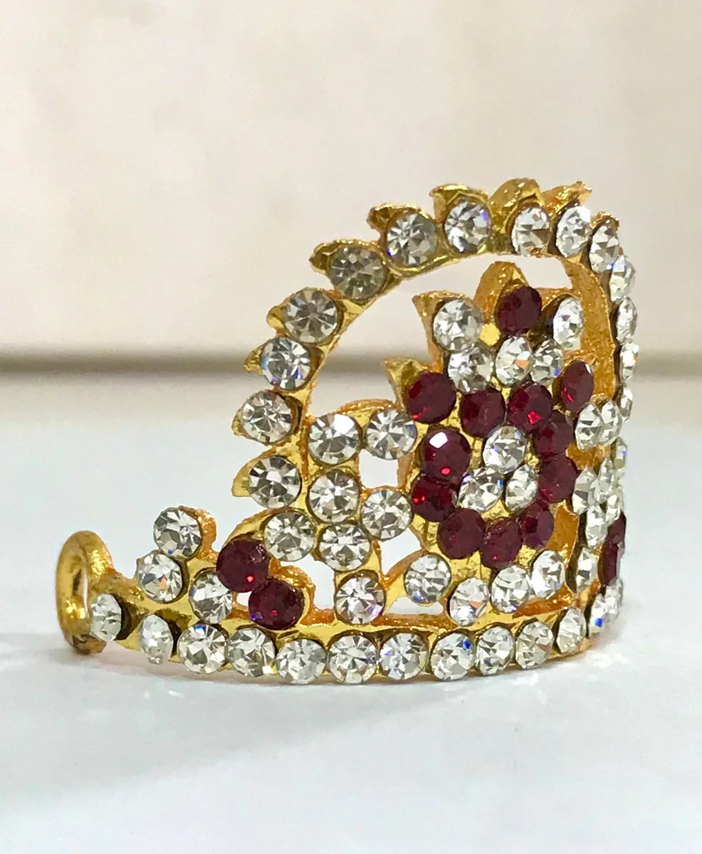 Stone Kireedam - 1 x 0.75 Inches | Half Mukut/ Crown/ Stone Jewellery for Deity - Image 2