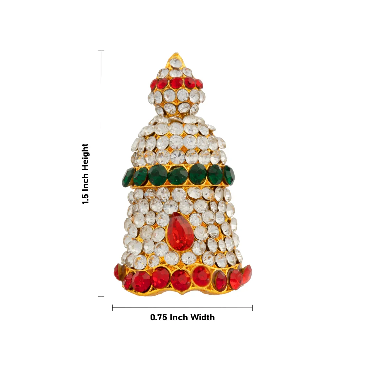 Stone Kireetam - 1.5 x 0.75 Inches | Half Crown/ Kiritam/ Mukut/ Jewellery for Deity - Image 4