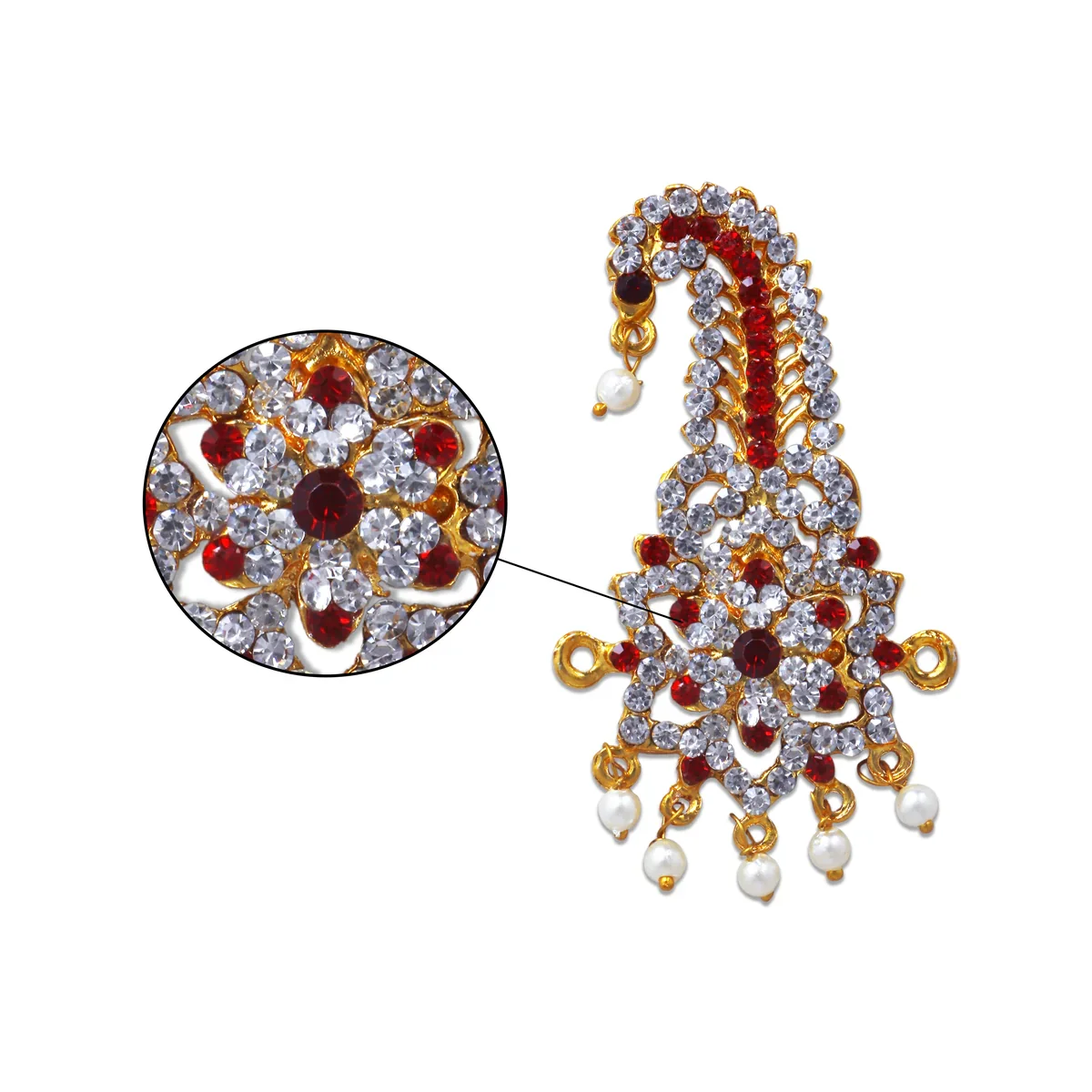 Stone Kireetam - 3 x 1.75 Inches | Jewellery/ Half Crown/ Kiritam/ Mukut for Deity Decor - Image 2