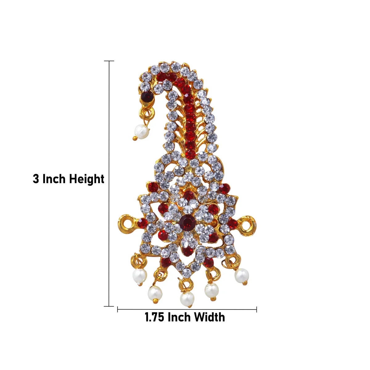 Stone Kireetam - 3 x 1.75 Inches | Jewellery/ Half Crown/ Kiritam/ Mukut for Deity Decor - Image 3