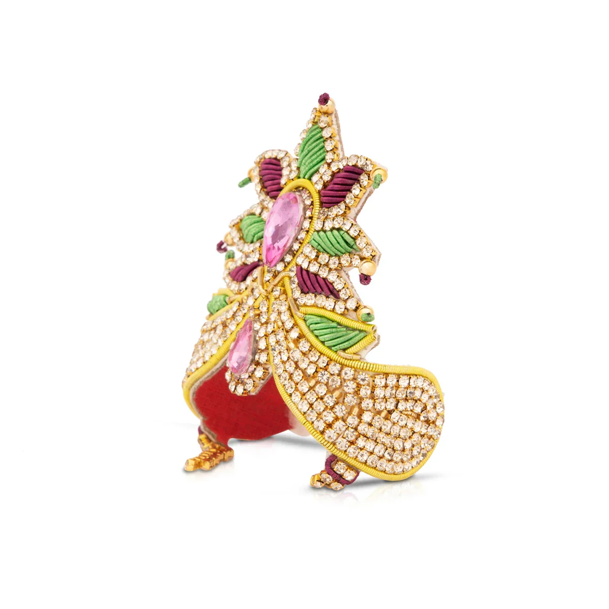 Stone Mukut - 3 x 3.25 Inches | Jari Kireedam/ Stone Crown for Deity Decor - Image 3
