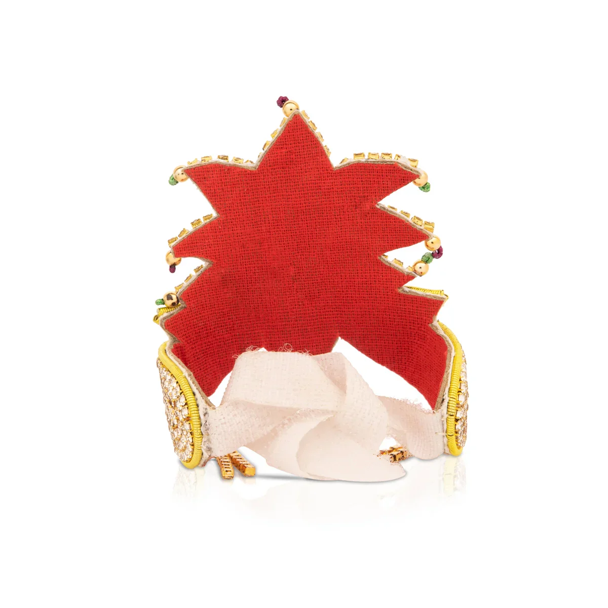 Stone Mukut - 3 x 3.25 Inches | Jari Kireedam/ Stone Crown for Deity Decor - Image 4