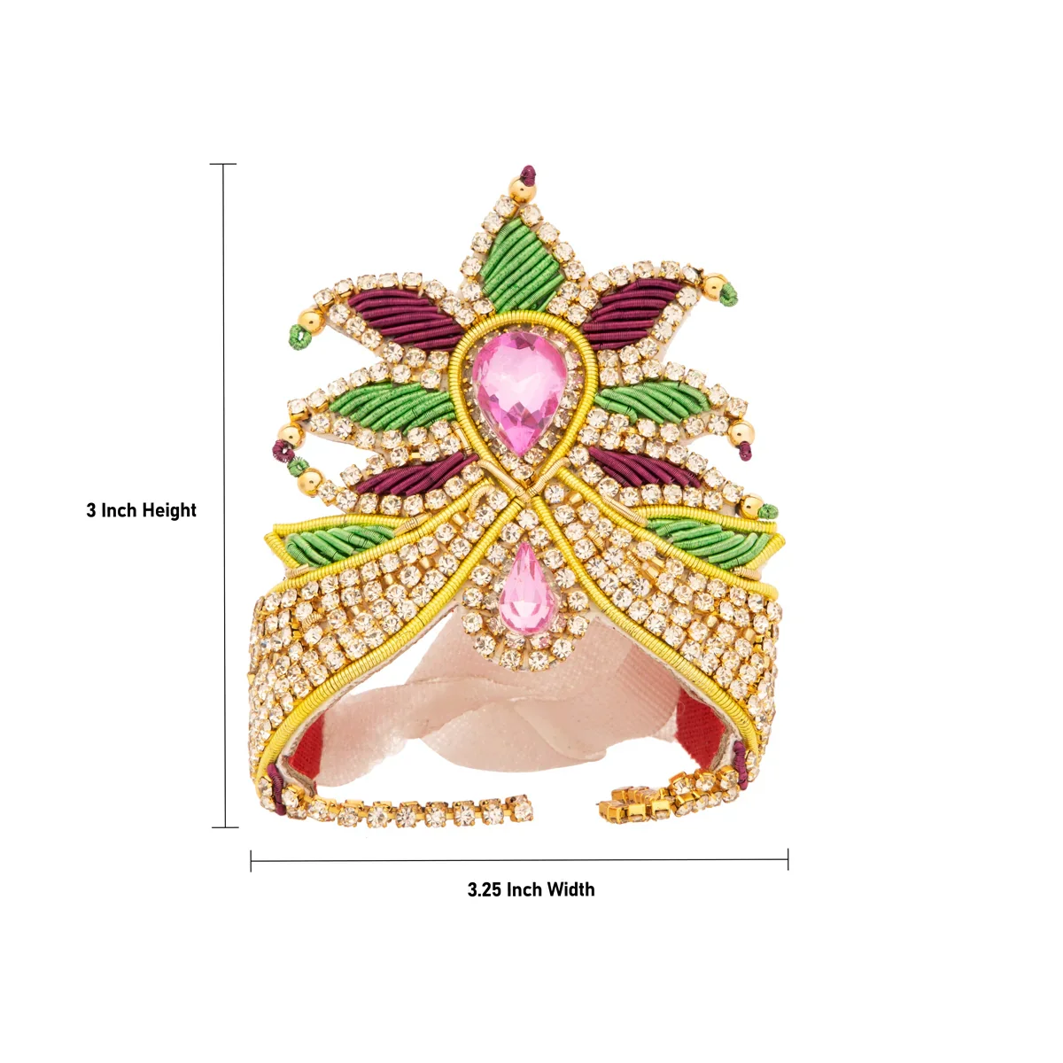 Stone Mukut - 3 x 3.25 Inches | Jari Kireedam/ Stone Crown for Deity Decor - Image 5