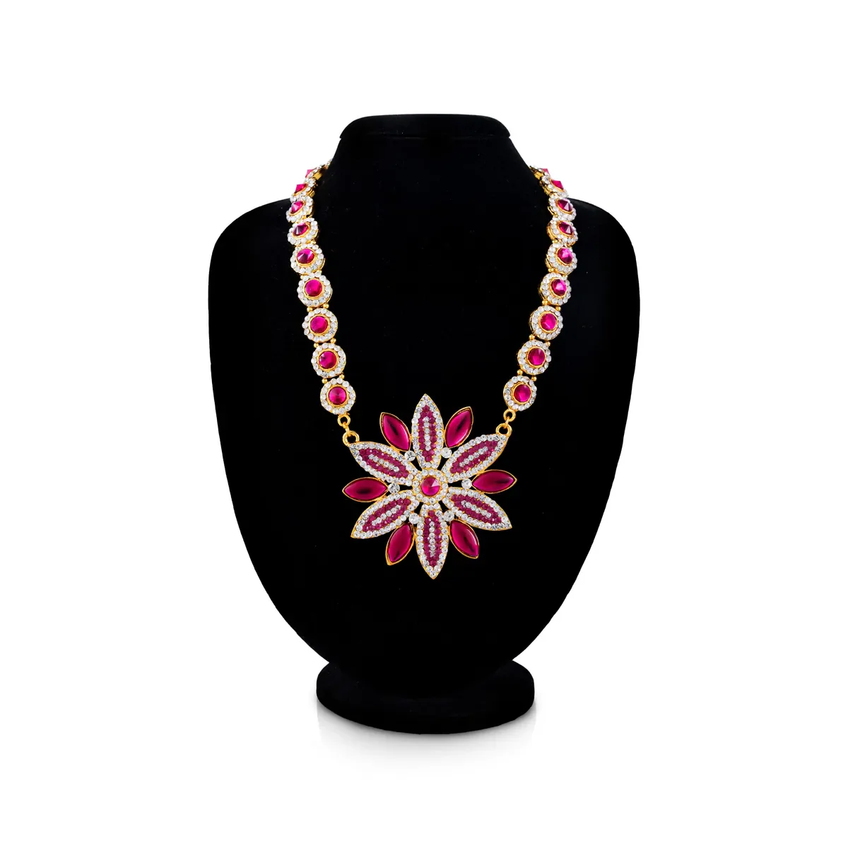 Stone Necklace - 10 Inches | Floral Stone Jewellery / Artificial Jewellery for Deity Decor