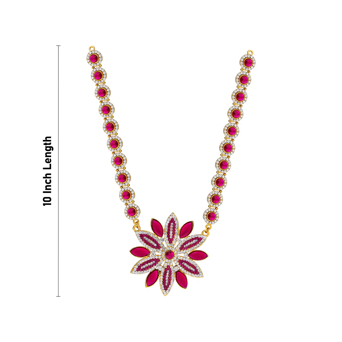 Stone Necklace - 10 Inches | Floral Stone Jewellery / Artificial Jewellery for Deity Decor - Image 3