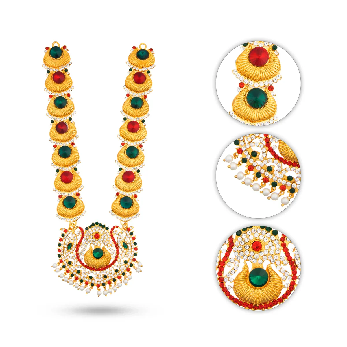 Stone Necklace - 11 Inches| Stone Haram/ Multicolour Stone Jewellery for Deity - Image 3
