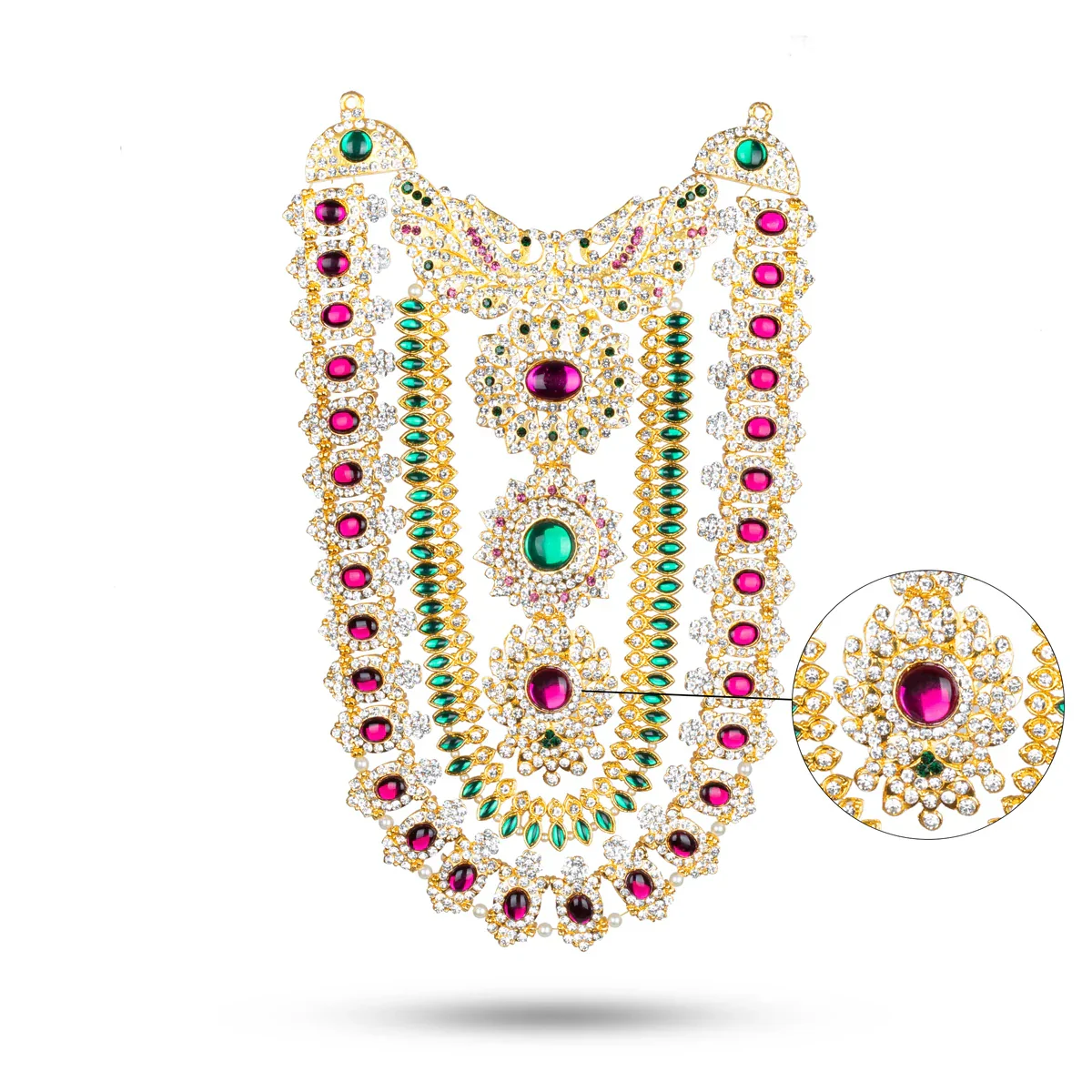 Stone Necklace - 11 Inches | Multi Colour Stone Haram/ Jewellery for Deity - Image 2