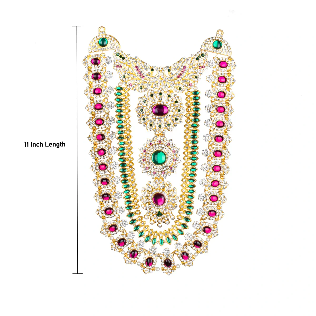 Stone Necklace - 11 Inches | Multi Colour Stone Haram/ Jewellery for Deity - Image 3