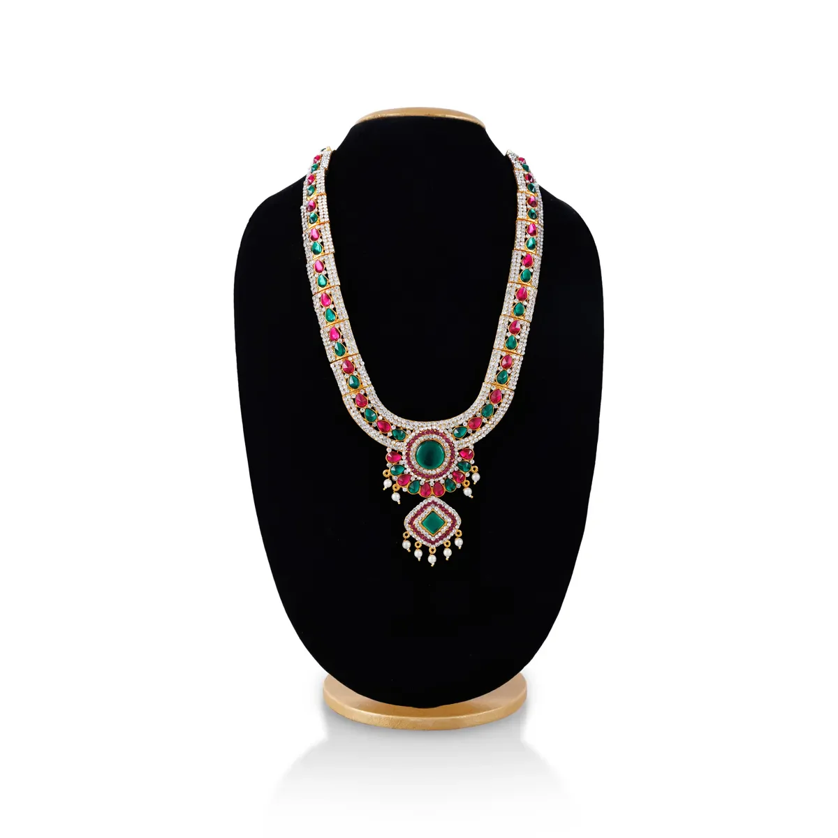 Stone Necklace - 13.5 Inches | Multicolour Stone Jewellery/ Artificial Jewelry for Deity Decor - Image 2