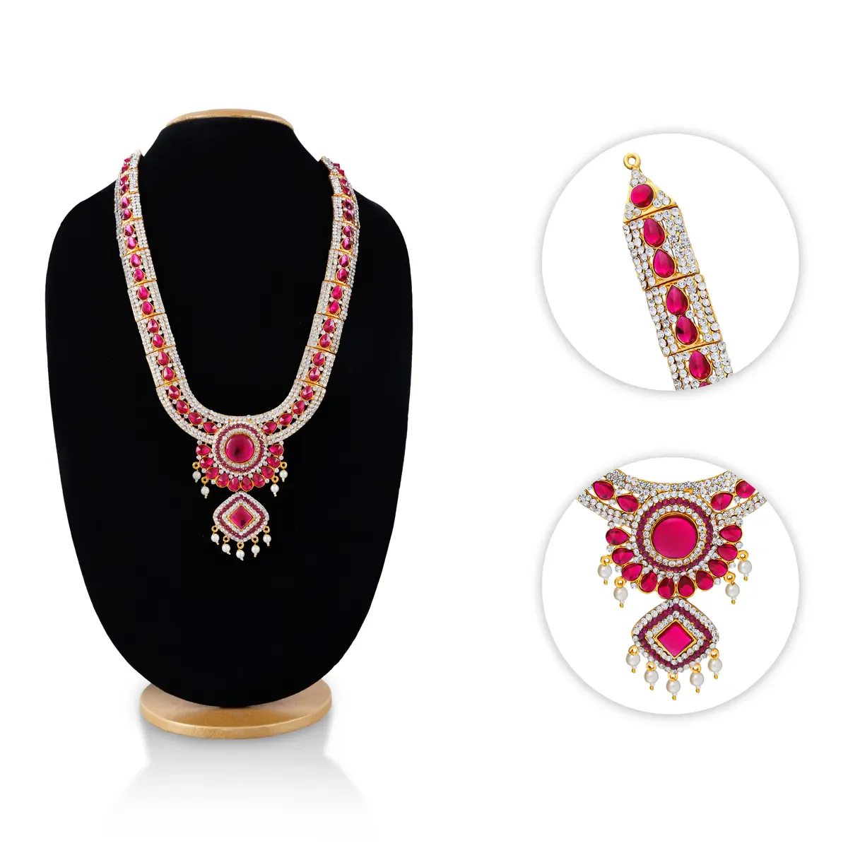 Stone Necklace - 13.5 Inches | Multicolour Stone Jewellery/ Artificial Jewelry for Deity Decor - Image 4