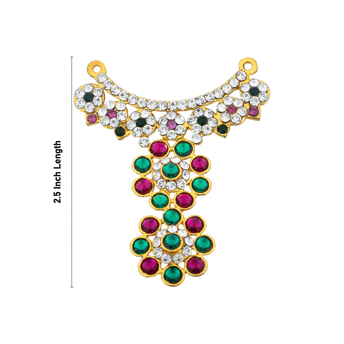 Stone Necklace - 2.5 Inches | Artificial Jewelry/ Multicolour Stone Jewellery For Deity - Image 2