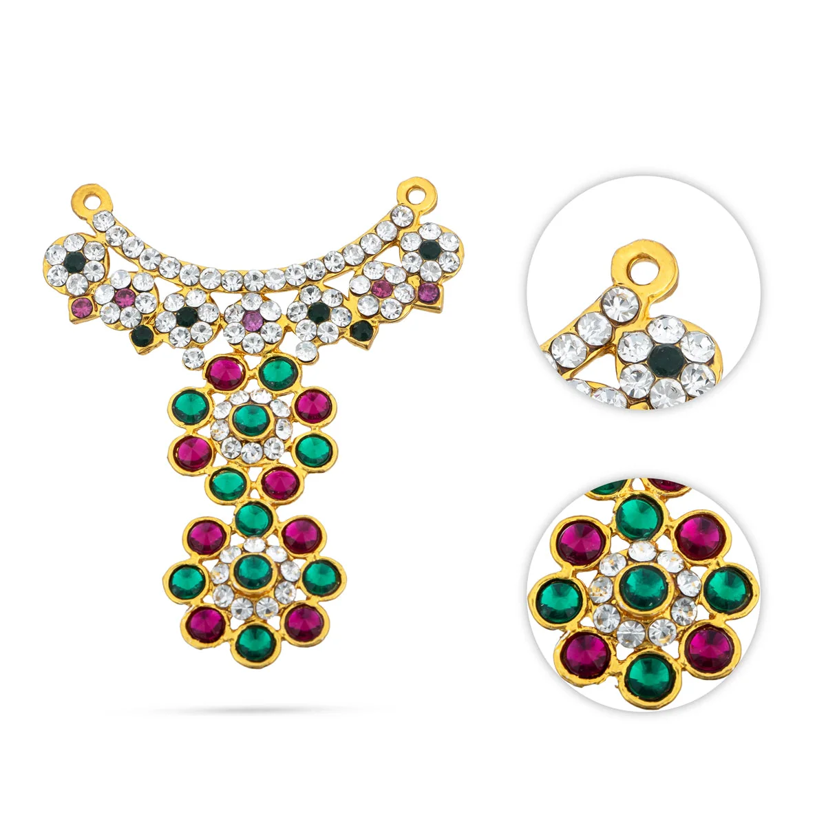 Stone Necklace - 2.5 Inches | Artificial Jewelry/ Multicolour Stone Jewellery For Deity - Image 3