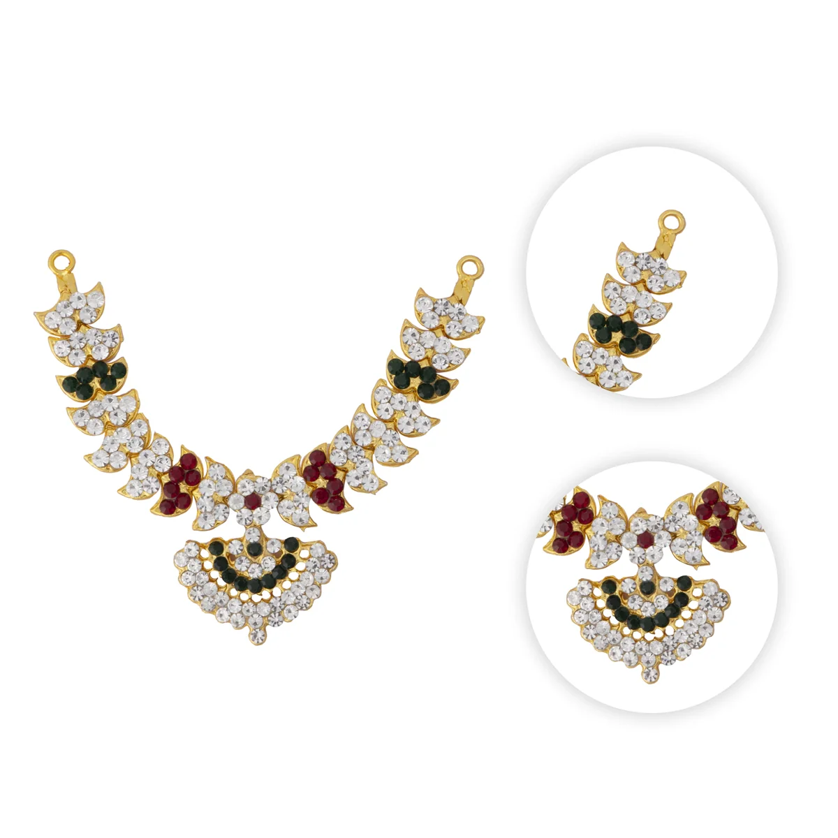 Stone Necklace - 2.5 Inches | Multicolour Stone Jewelry/ Jewellery for Deity - Image 2
