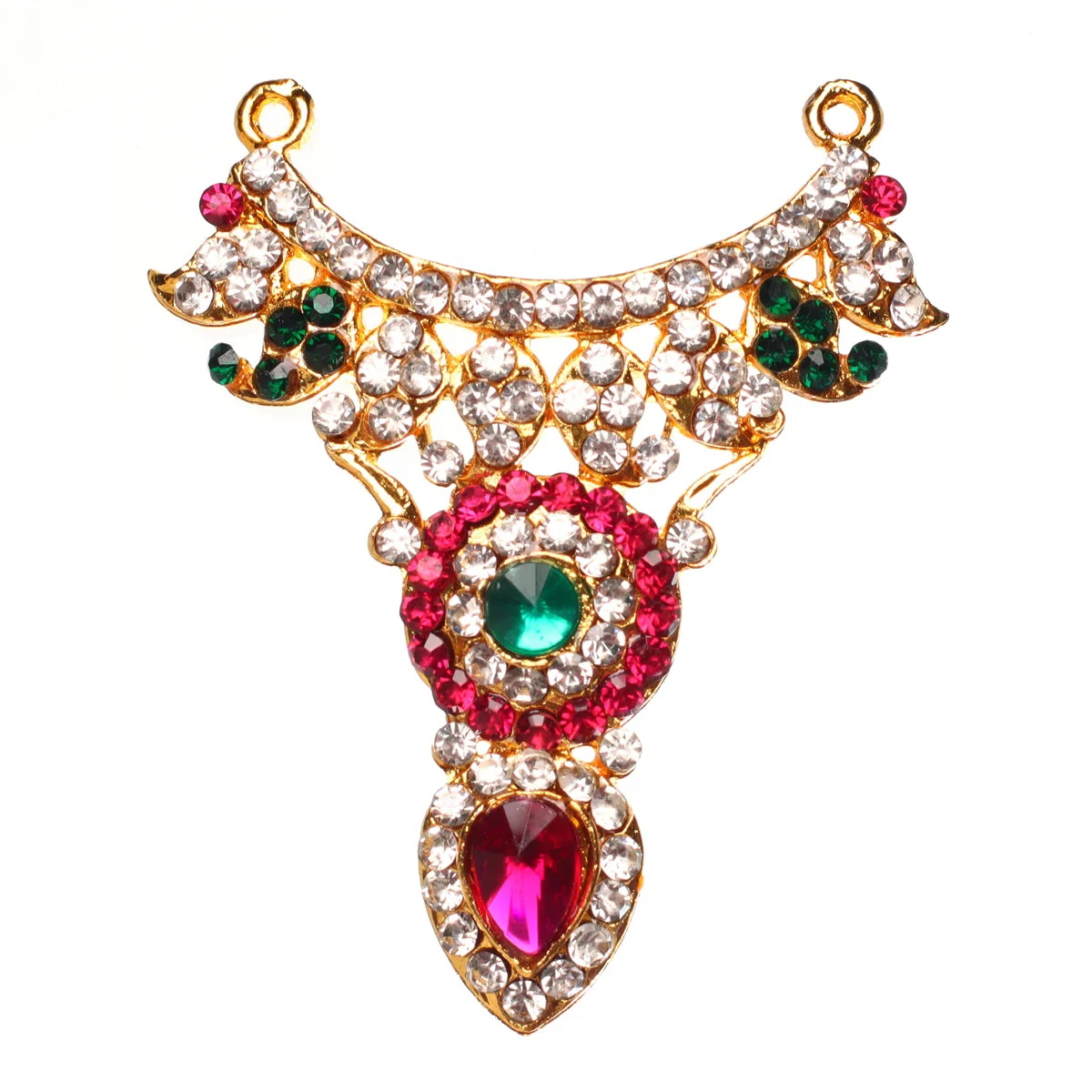 Stone Necklace - 2.5 X 1.75 Inches | Artificial Jewellery/ Multicolour Stone Jewelry For Deity - Image 2