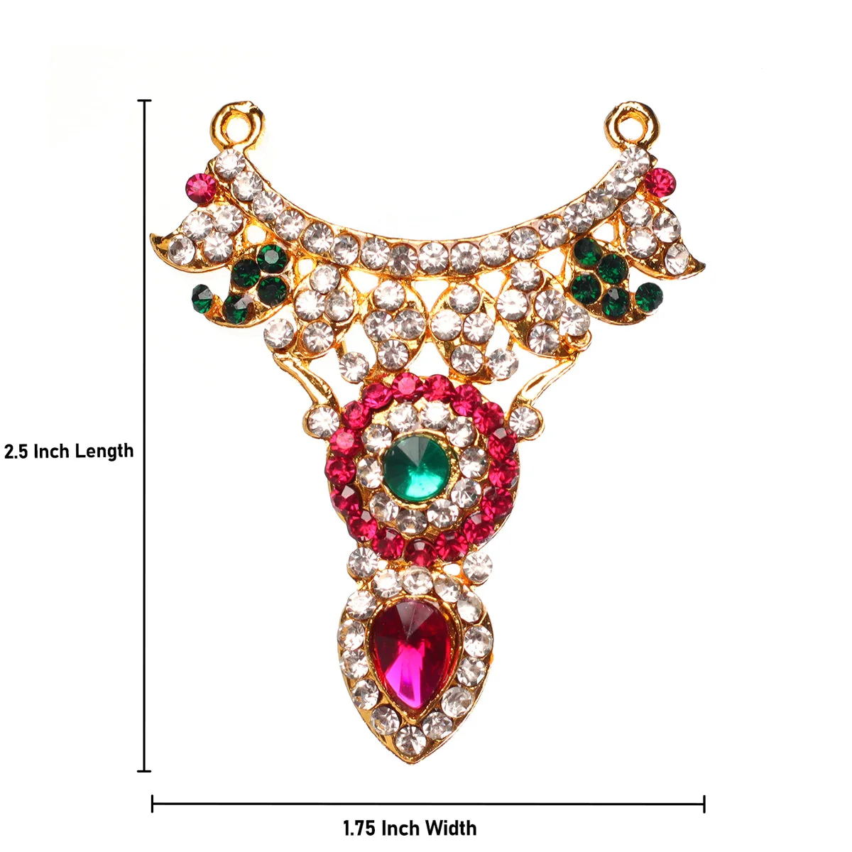 Stone Necklace - 2.5 X 1.75 Inches | Artificial Jewellery/ Multicolour Stone Jewelry For Deity - Image 3