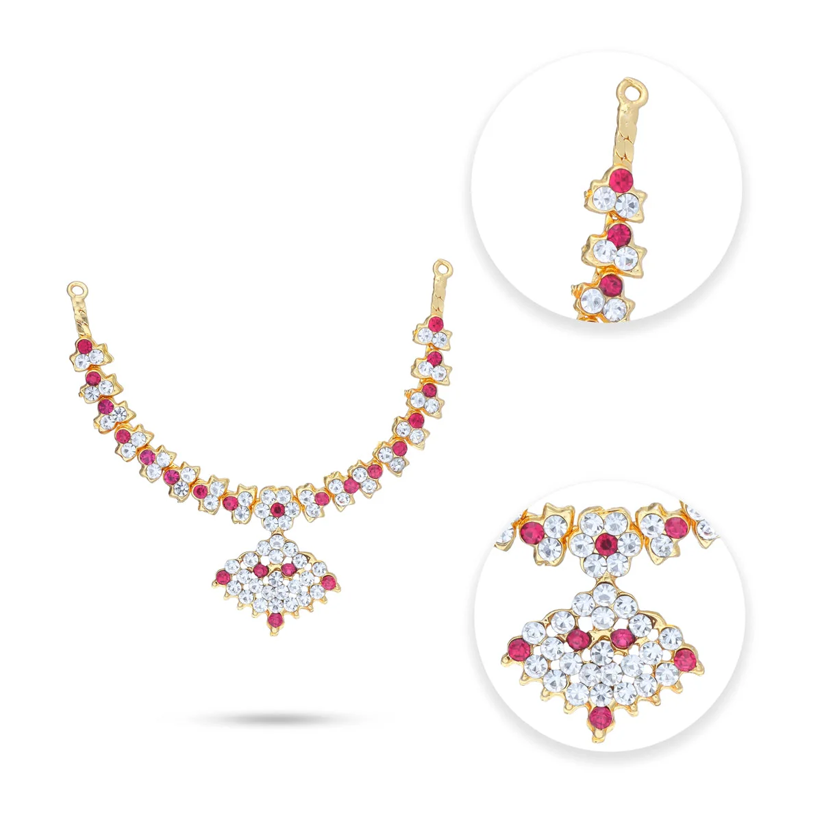 Stone Necklace - 2.75 Inches | Artificial Jewelry/ Stone Jewellery For Deity - Image 3