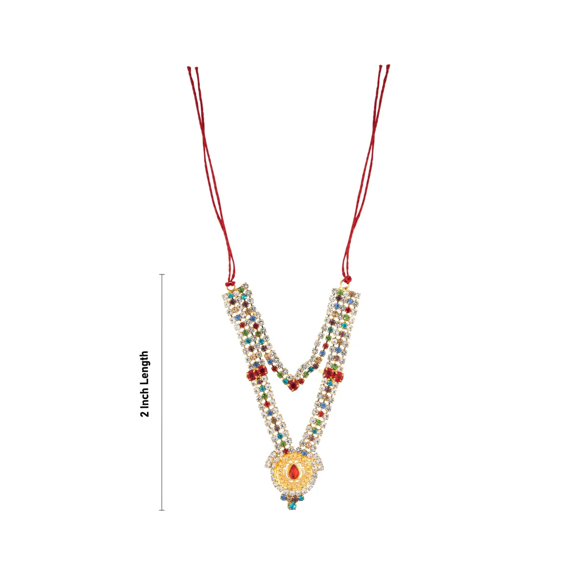 Stone Necklace - 2 Inches | Deity Necklace/ Multicolour Stone Jewellery for Deity - Image 2