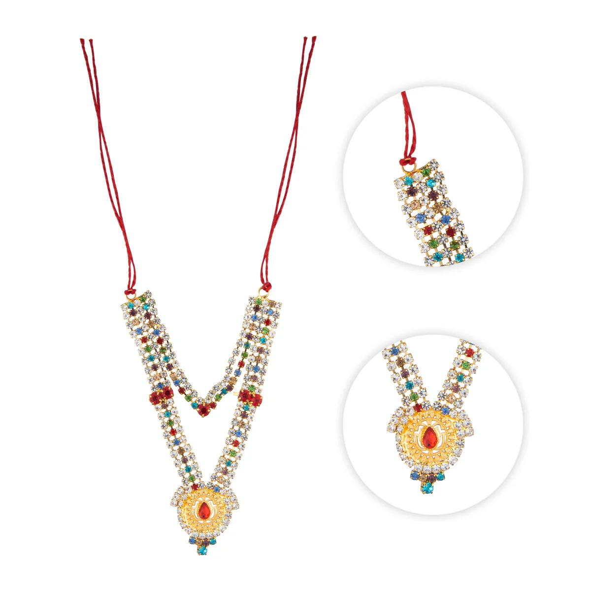 Stone Necklace - 2 Inches | Deity Necklace/ Multicolour Stone Jewellery for Deity - Image 3