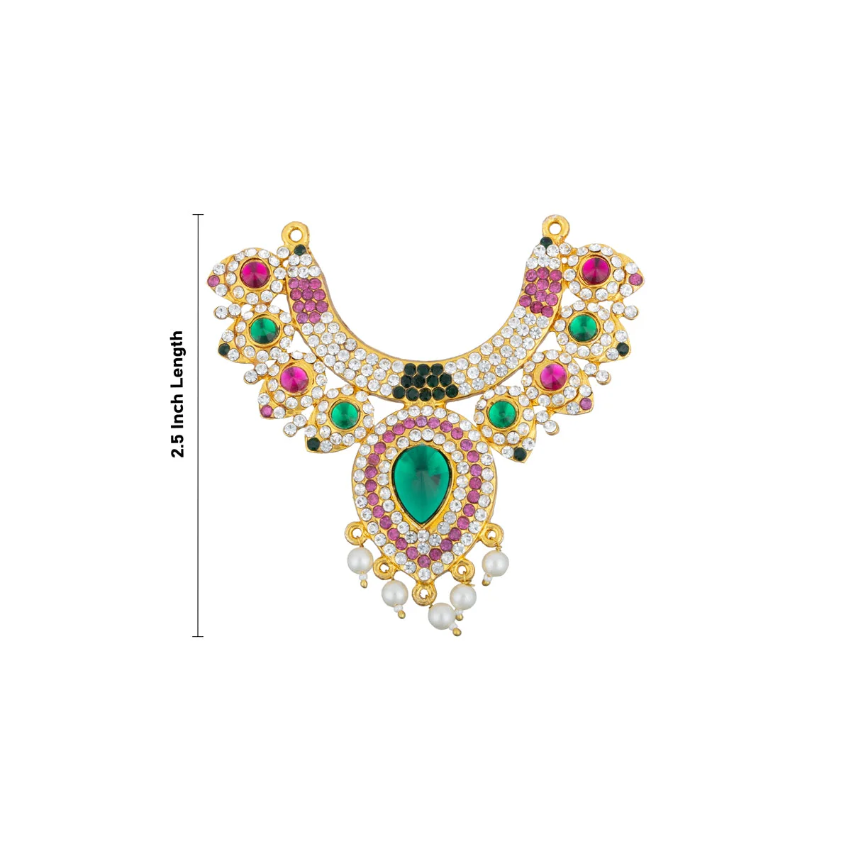 Stone Necklace - 3.5 X 2.5 Inches | Artificial Jewellery/ Multicolour Stone Jewelry For Deity Alankaram - Image 3