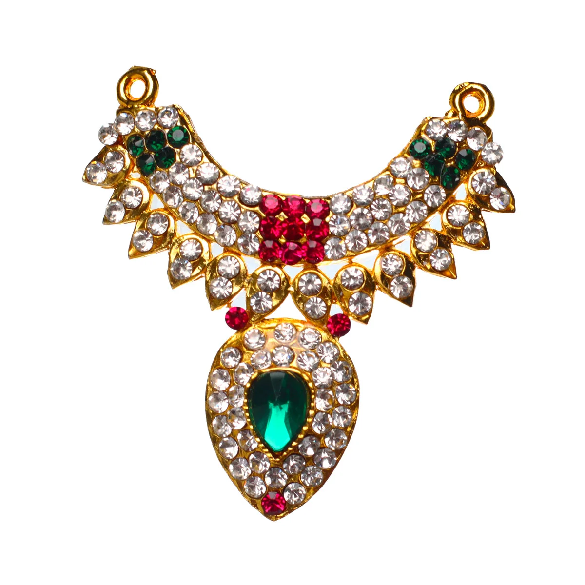 Stone Necklace - 3 X 2 Inches | Artificial Jewellery/ Multicolour Stone Jewelry For Deity - Image 2