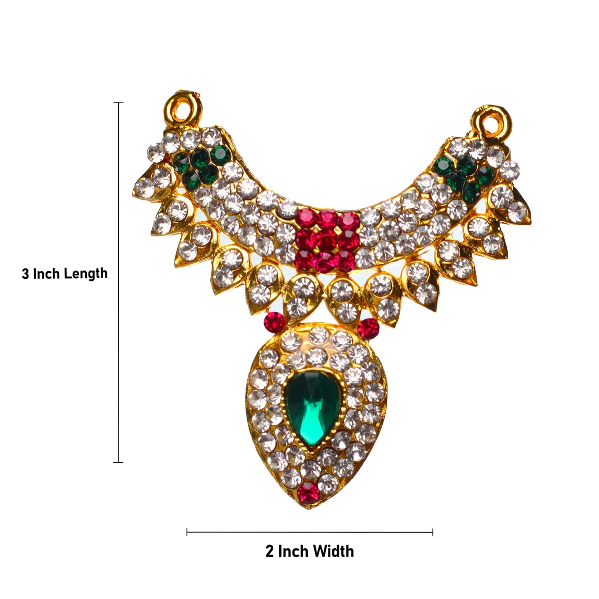 Stone Necklace - 3 X 2 Inches | Artificial Jewellery/ Multicolour Stone Jewelry For Deity - Image 3