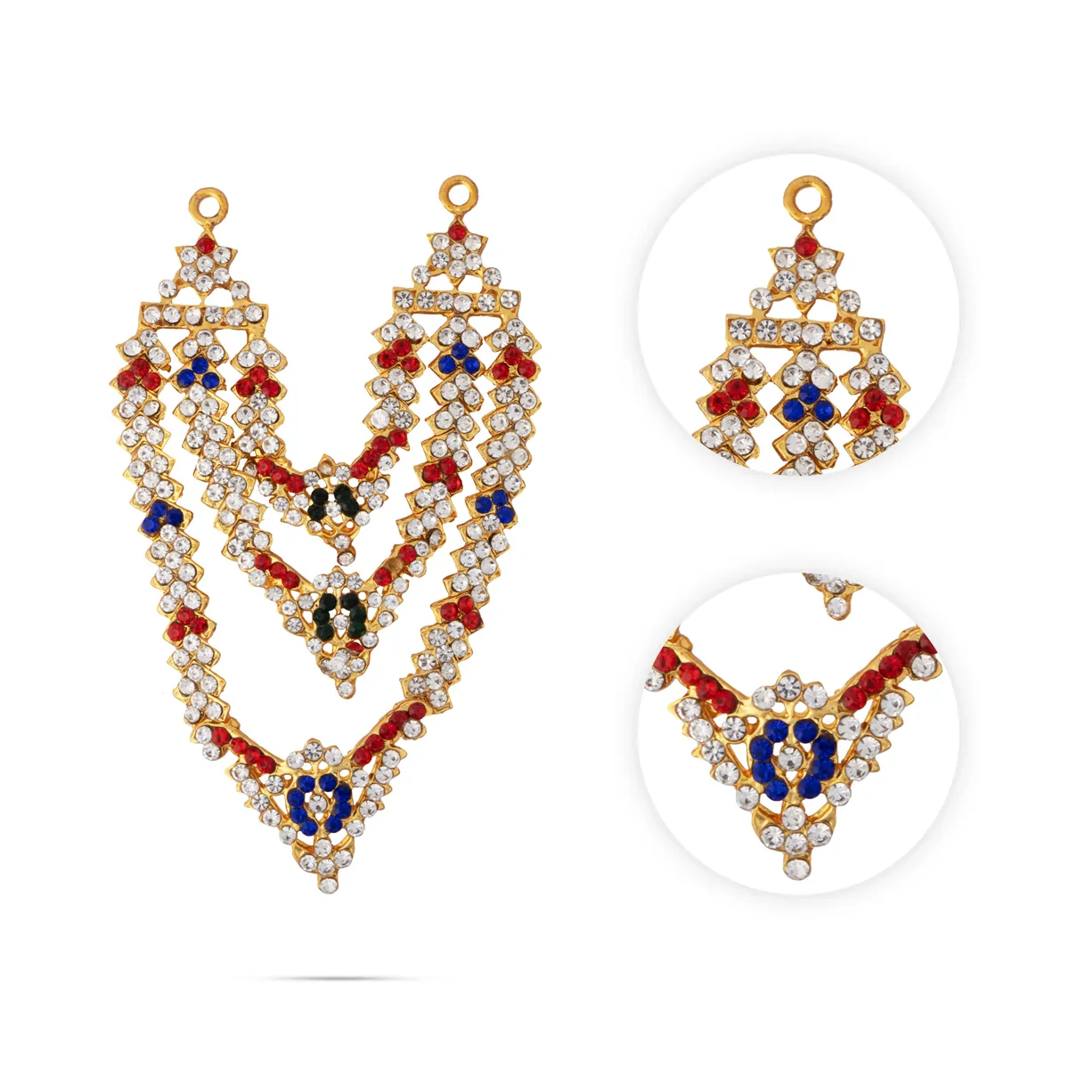 Stone Necklace - 4.5 Inches | Multicolour Stone Jewellery/ Jewellery for Deity/ 40 Gms - Image 2