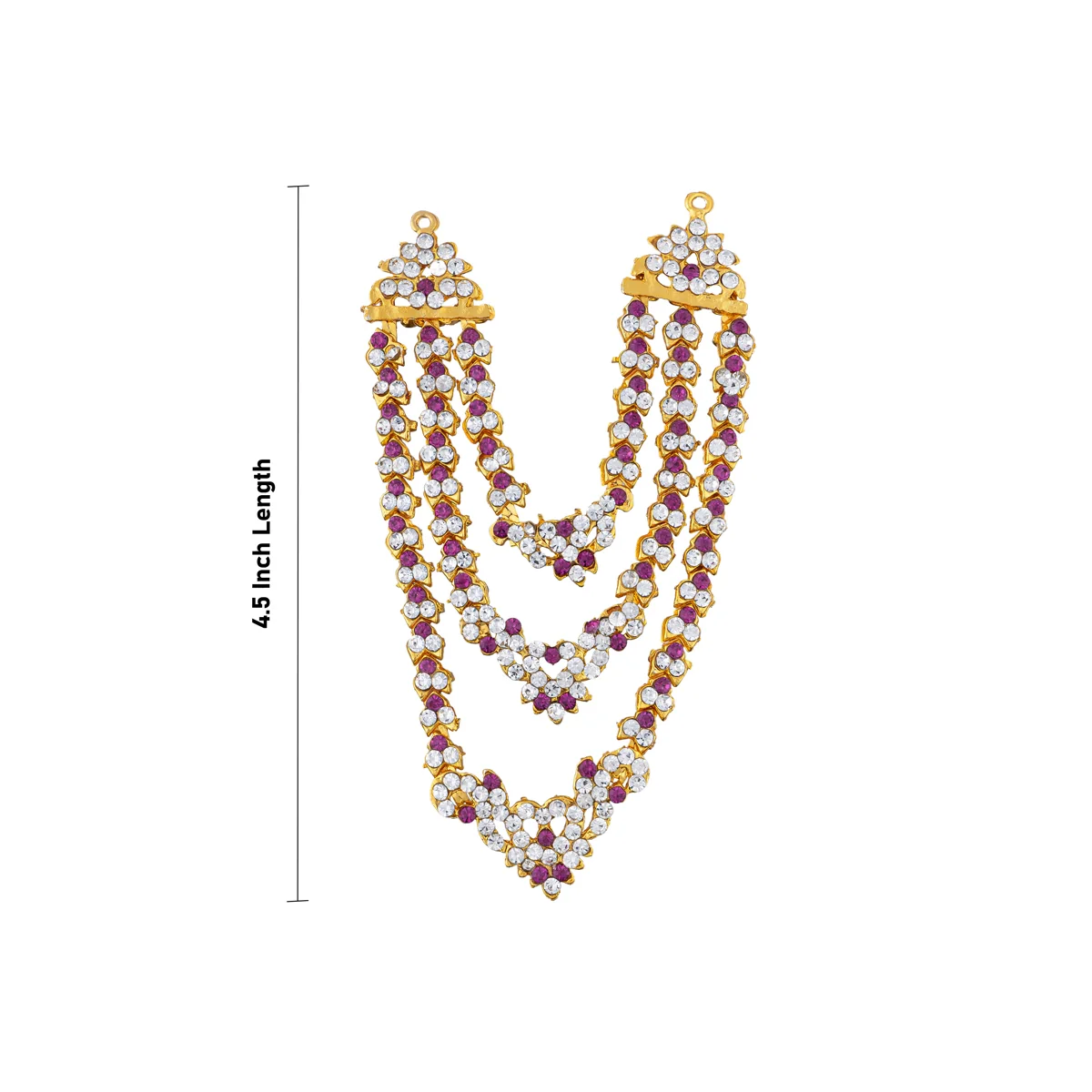 Stone Necklace - 4.5 Inches | 3 Line Stone Jewellery/ Multicolour Artificial Jewelry for Deity/ Assorted Colour - Image 2