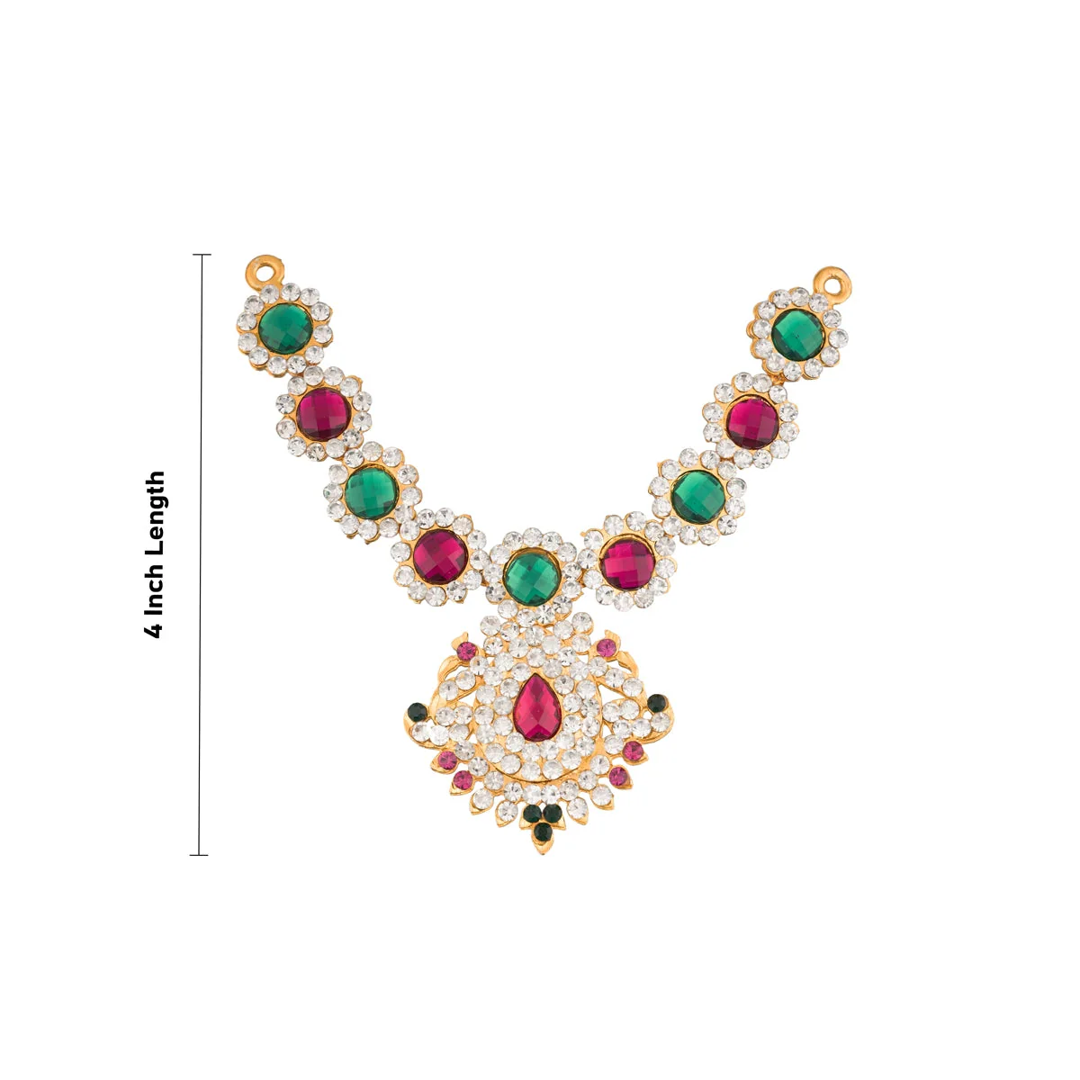 Stone Necklace - 4 Inches | Artificial Jewelry/ Multicolour Stone Jewellery For Deity Décor - Image 2