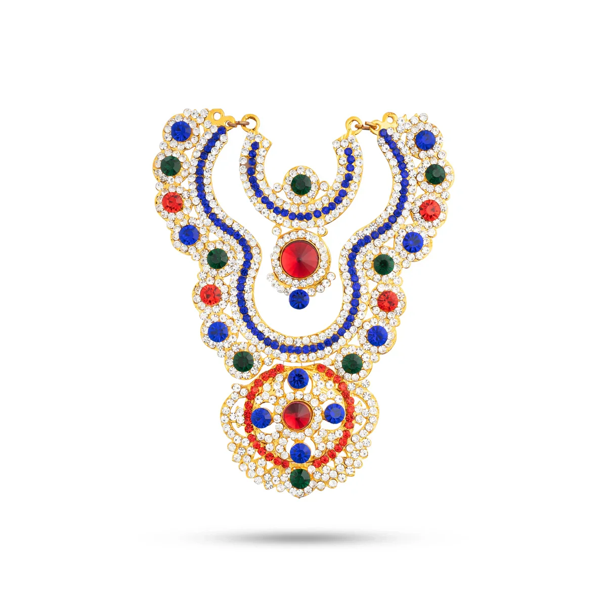 Stone Necklace - 6 Inches | Multicolour Stone Haram/ 2 Line Jewellery for Deity - Image 2