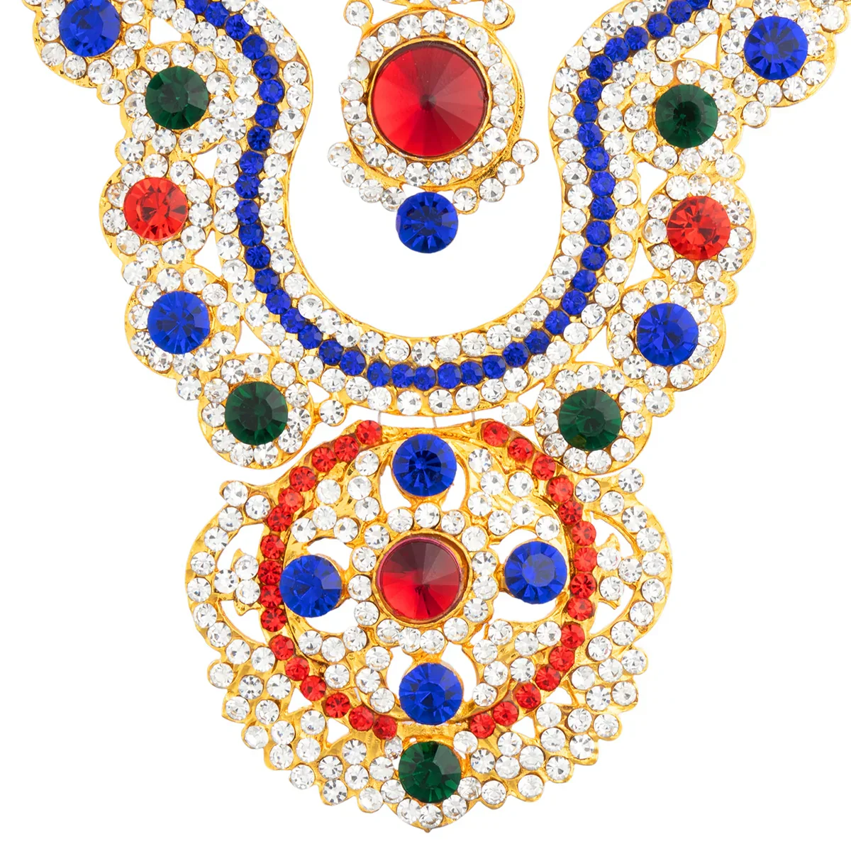 Stone Necklace - 6 Inches | Multicolour Stone Haram/ 2 Line Jewellery for Deity - Image 4