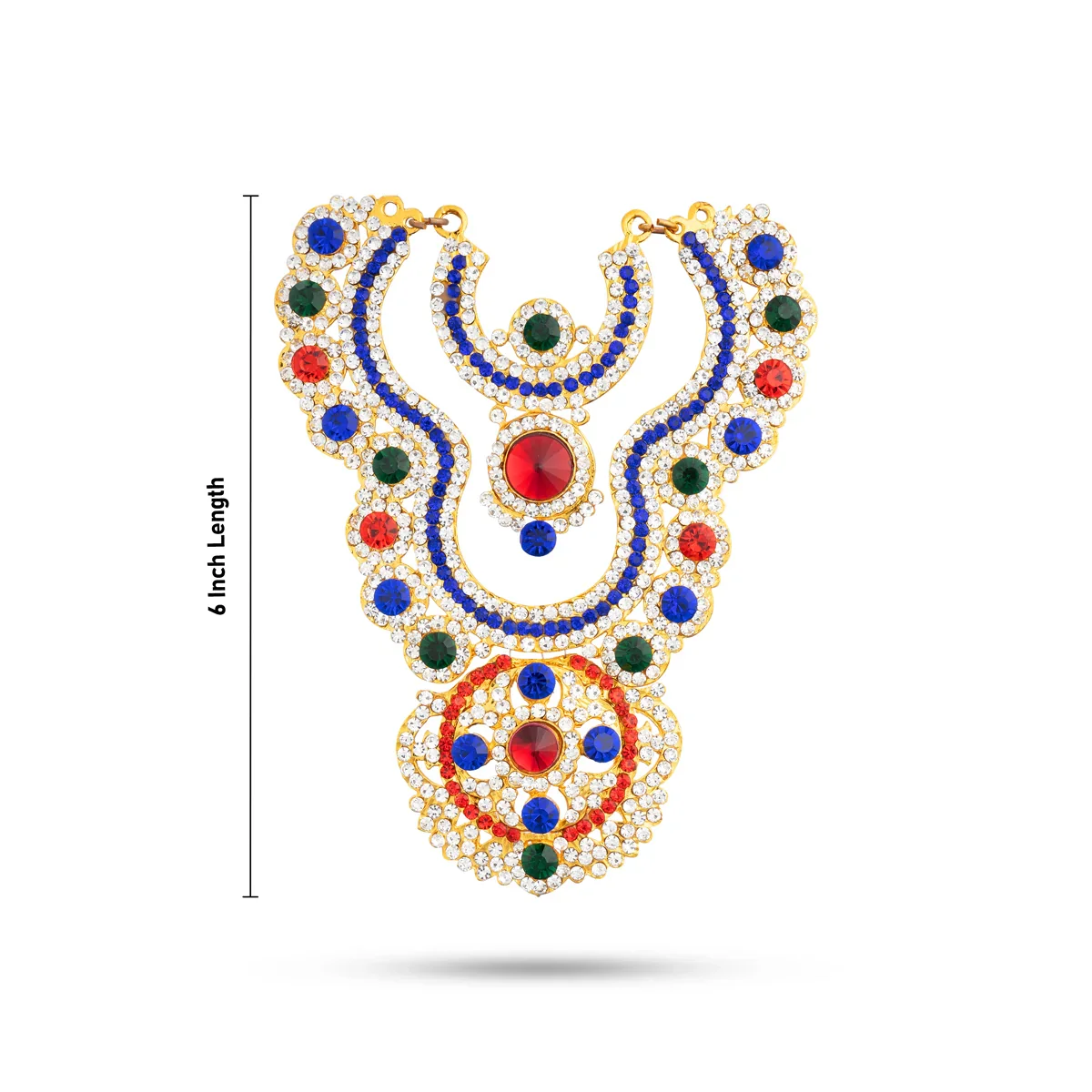 Stone Necklace - 6 Inches | Multicolour Stone Haram/ 2 Line Jewellery for Deity - Image 5