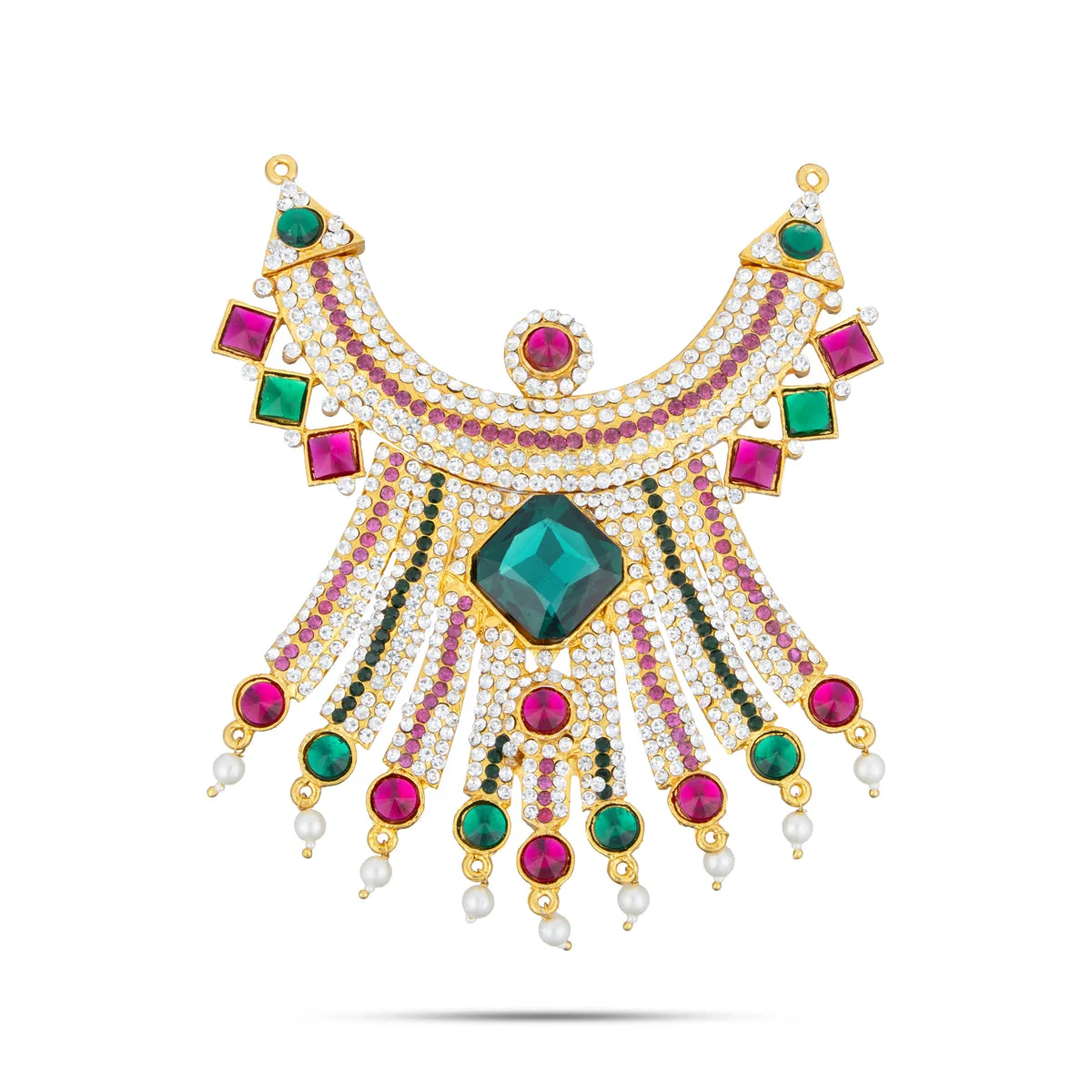 Stone Necklace - 6 x 3 Inches | Multicoloured Stone Jewellery/ Artificial Jewelry for Deity