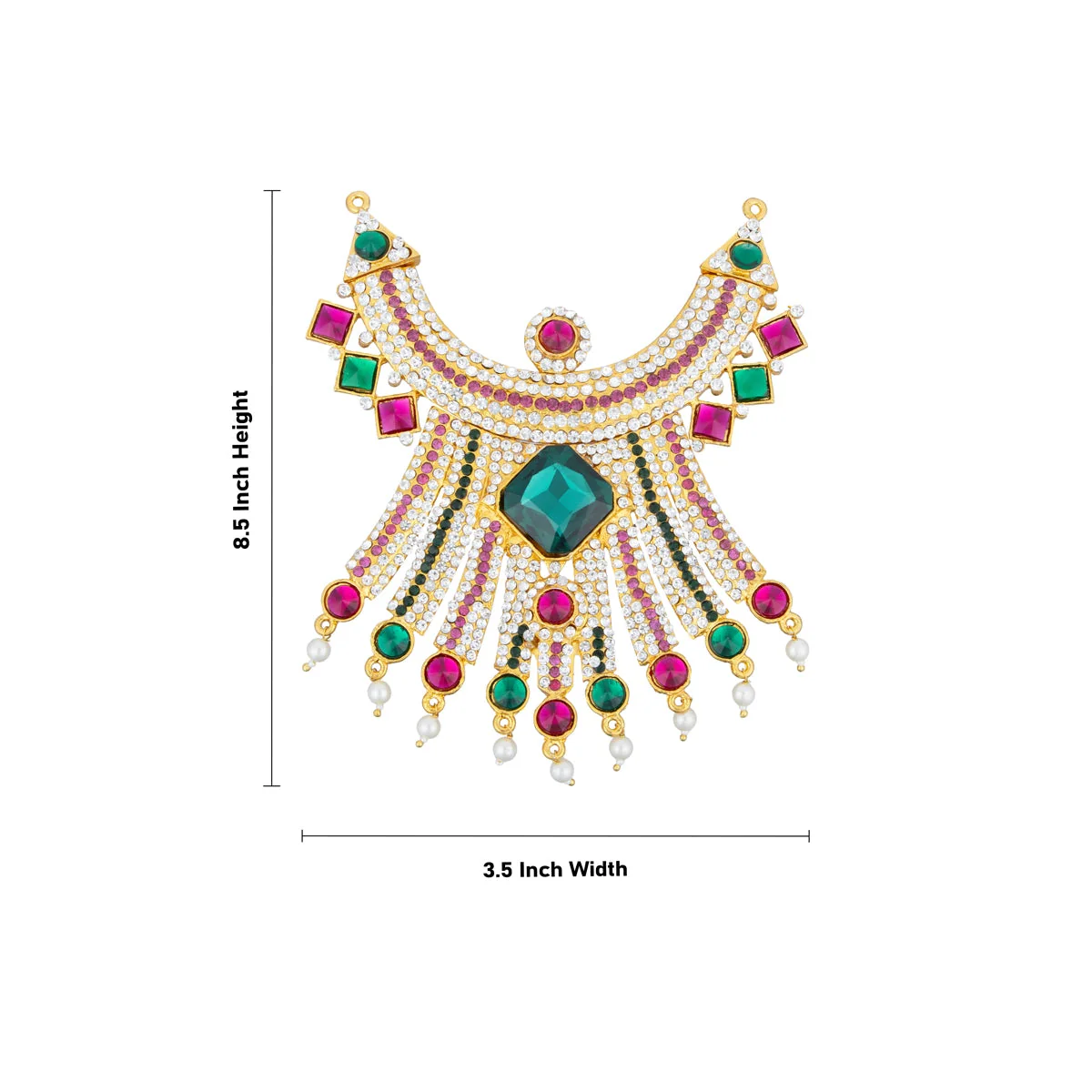 Stone Necklace - 6 x 3 Inches | Multicoloured Stone Jewellery/ Artificial Jewelry for Deity - Image 2