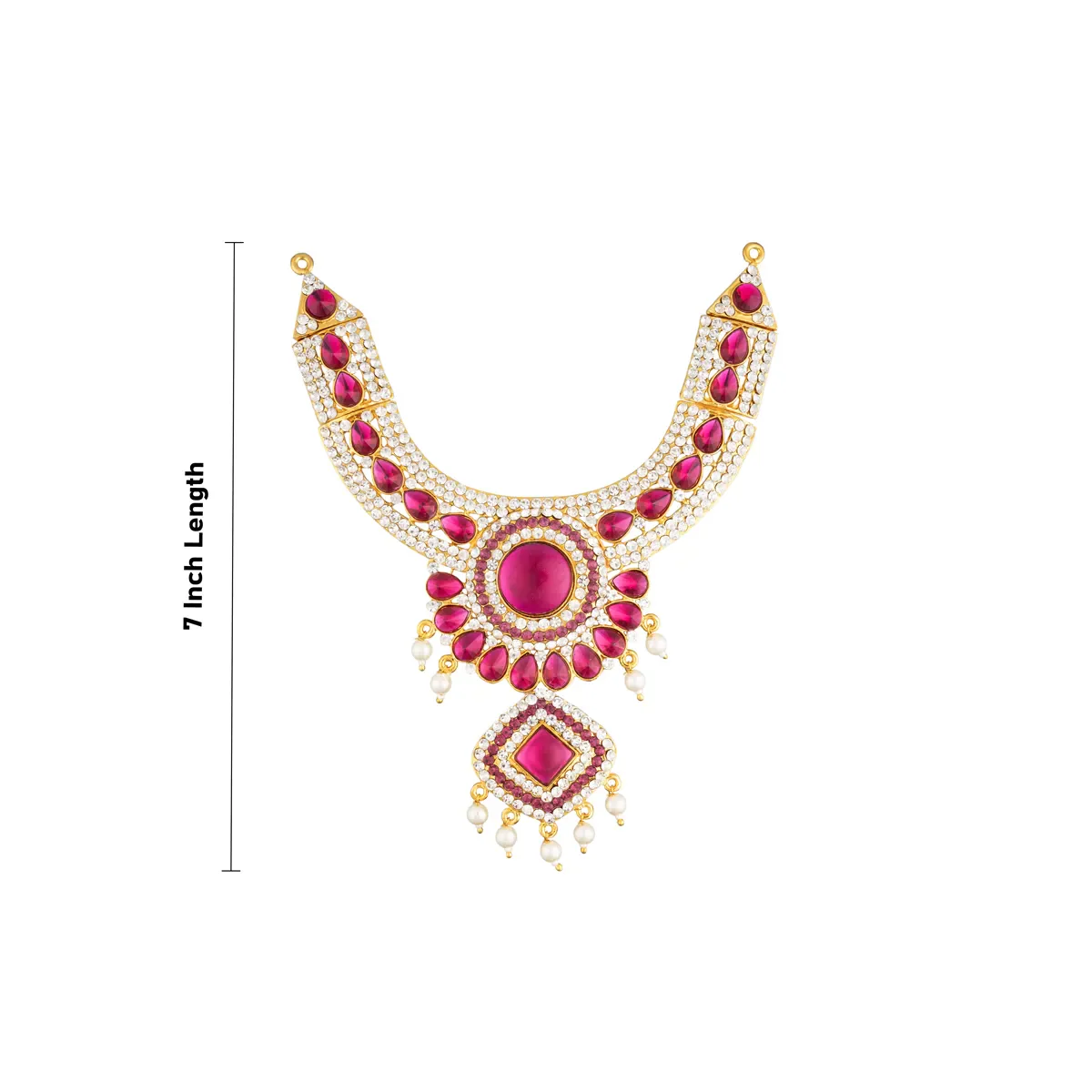 Stone Necklace - 7 Inches | Stone Jewellery/ Small Stone Haram/ Artificial Jewelry For Deity Decor - Image 3