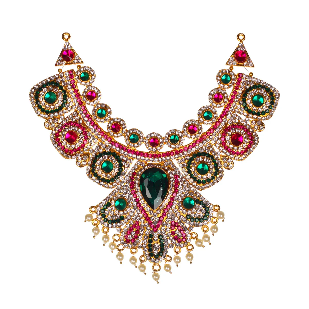 Stone Necklace - 7 X 3 Inches | Multicolour Stone Jewelry/ Artificial Jewellery For Deity Alankaram - Image 2