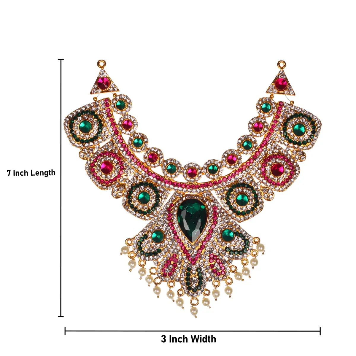 Stone Necklace - 7 X 3 Inches | Multicolour Stone Jewelry/ Artificial Jewellery For Deity Alankaram - Image 4